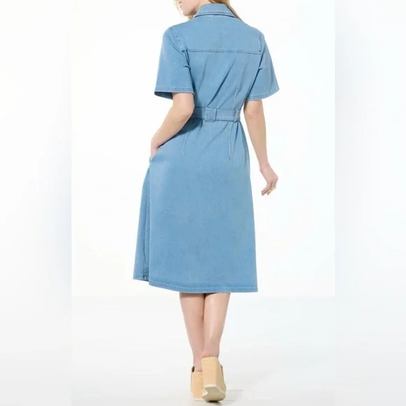 DG2 Stretch Knit Denim Shirtdress - Picture 2 of 11